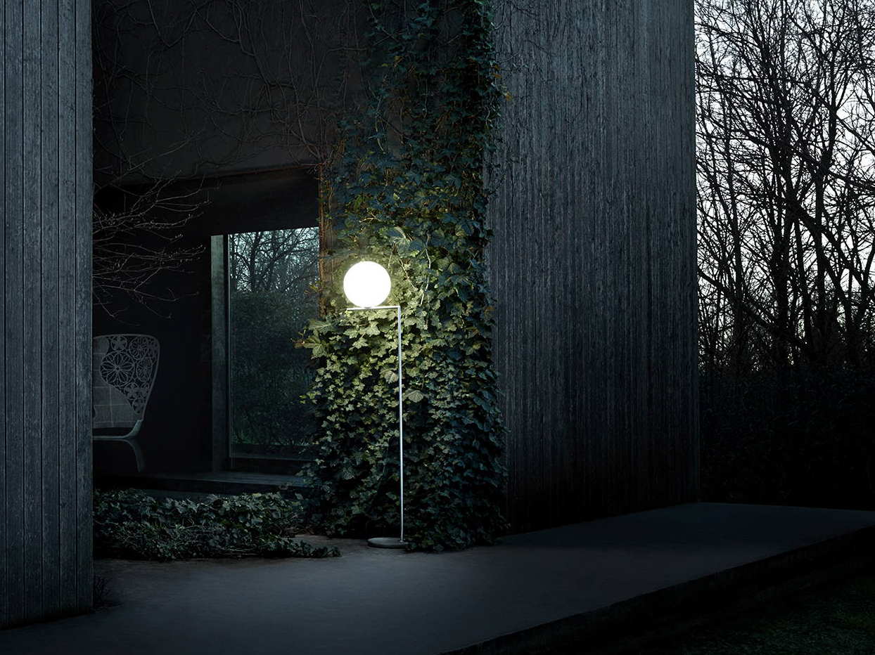 Flos IC F2 Outdoor H 1852 mm lamp, Silver and Chrome Selection